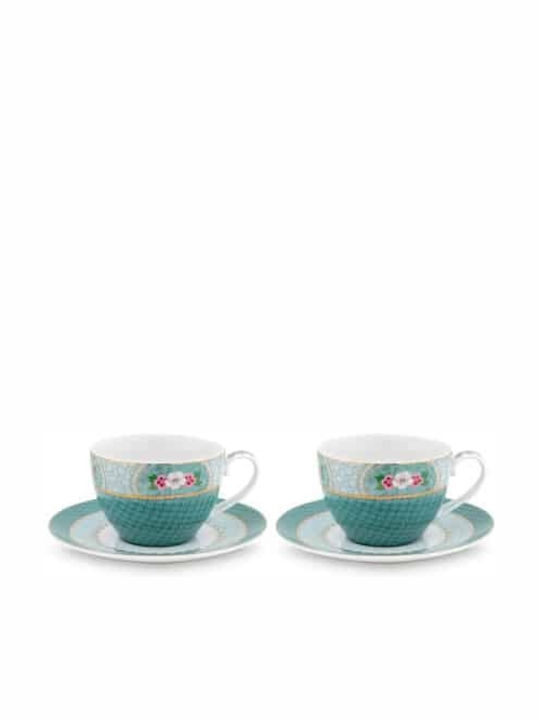 PiP Studio Blushing Birds Porcelain Cappuccino Cup Set 280ml Μπλε 2pcs