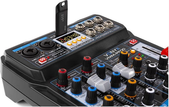 Vonyx VMM-P500 172.580 Αναλογική Κονσόλα 4.0 Καναλιών με Phantom Power & 2 Εισόδους XLR & Bluetooth