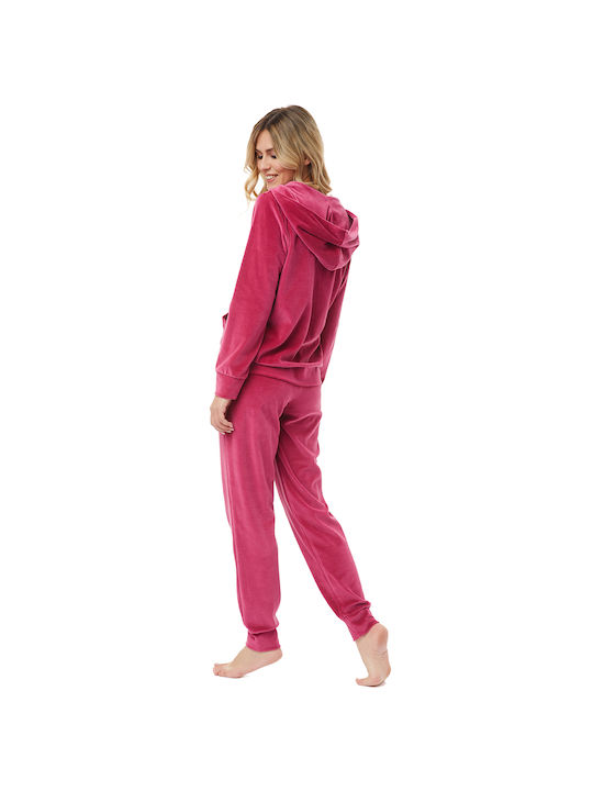 Minerva Winter Baumwolle Damen Pyjama-Hose Fuchsie