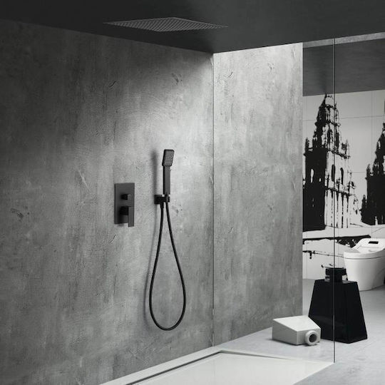 Imex Volga Set Mischer, Handbrause & Duschkopf für Wandmontage für Dusche 2 Ausgänge Edelstahl