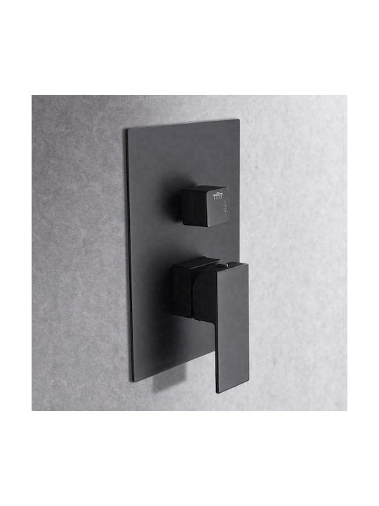Imex Volga Built-in Mixer, Hand Shower & Shower Head Set for Shower 2 Exits Inox Black