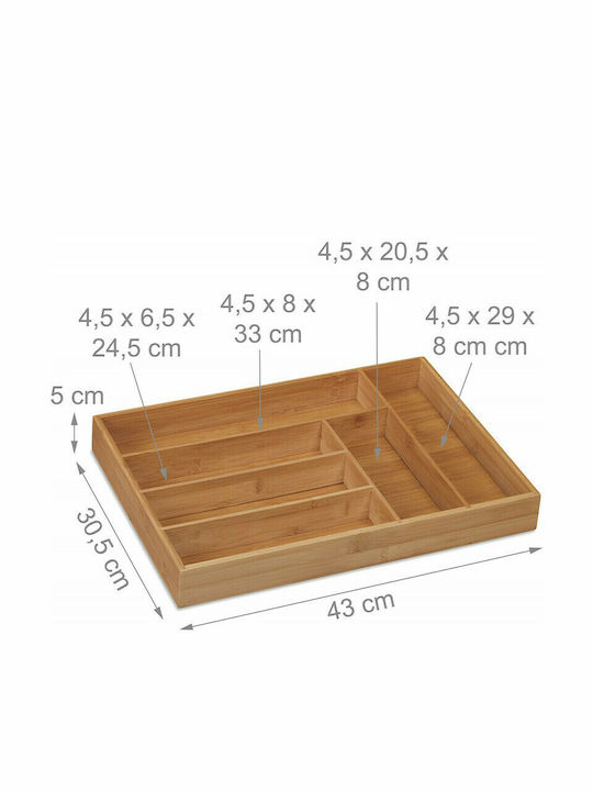 Relaxdays Wooden Drawer Cutlery Tray 43x30.5x5cm Brown