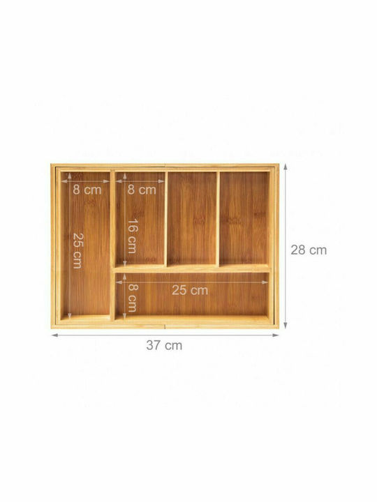 Relaxdays Tăvi Pentru Tacâmuri De Sertar Rabătabilă Din Lemn 48.5x28x5cm Maro