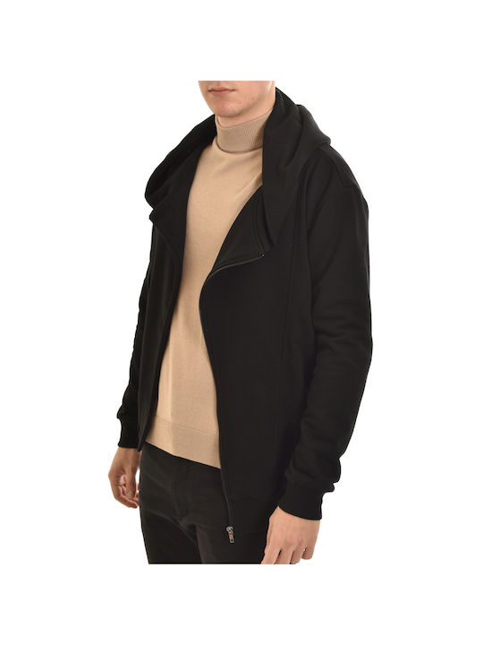 Vittorio Horizontal Zip Hoodie-Black Μαύρο (1000-2122-001)