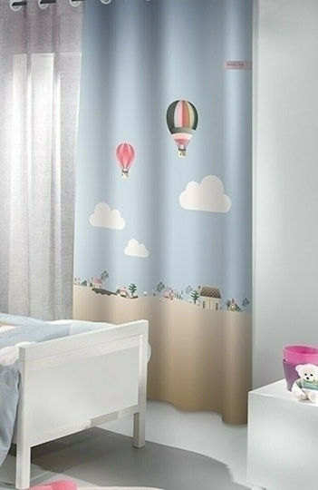 Saint Clair Kids Grommet Top Curtain Village Light Blue 1752030115037 160x240cm