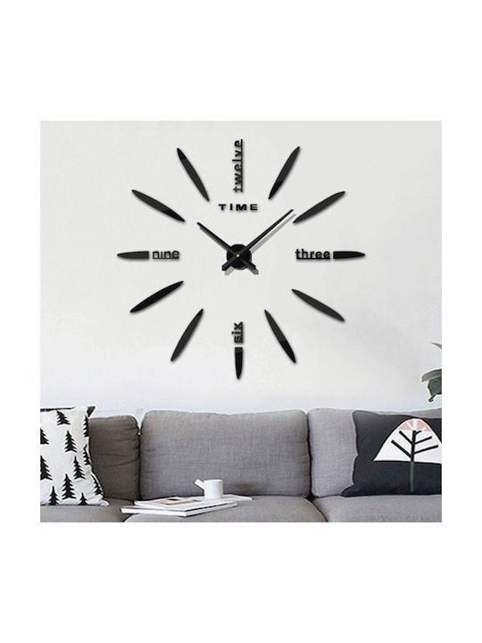 3D DIY 3D Wall Clock Sticker Plastic Black