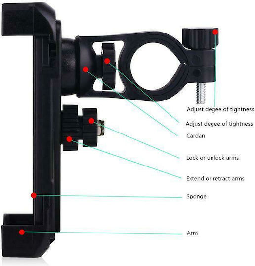 Forever Mount Phone Motorcycle with Adjustable Arm 6.5" for Steering Wheel