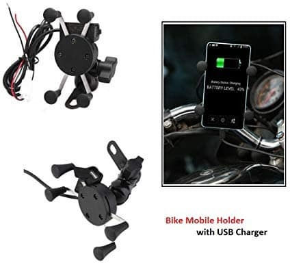 Roc Μεταλλική Βάση Στήριξης & Φορτιστής USB Βάση Κινητού Μοτοσυκλέτας με Ρυθμιζόμενο Βραχίονα 3.5-6" για το Τιμόνι
