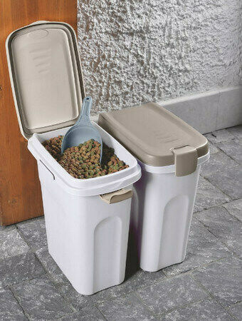 Stefanplast Cibo Plastic Food Storage Container for Dog & Cat 15lt in White Color