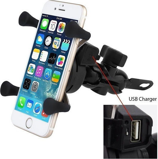 X Type Universal Holder Βάση Κινητού Μοτοσυκλέτας με Ρυθμιζόμενο Βραχίονα 3.5-6" για τον Καθρέπτη