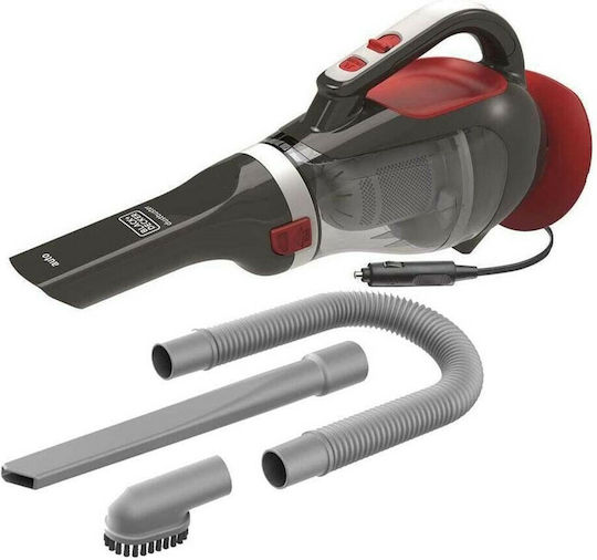 Black & Decker Aspirator de mână pentru mașină Aspirare uscată cu Putere 12W & Cablu de brichetă auto 12V Gri, Roșu
