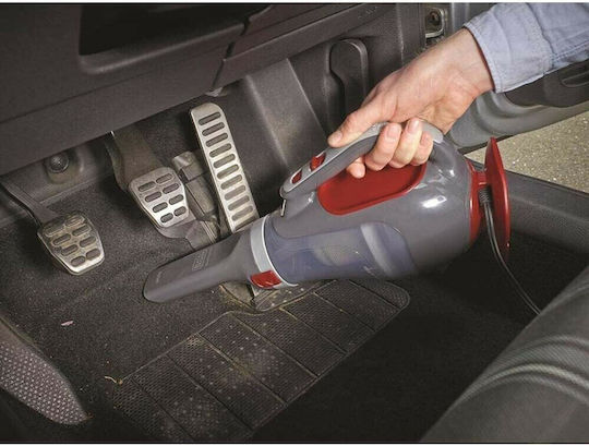 Black & Decker Aspirator de mână pentru mașină Aspirare uscată cu Putere 12W & Cablu de brichetă auto 12V Gri, Roșu
