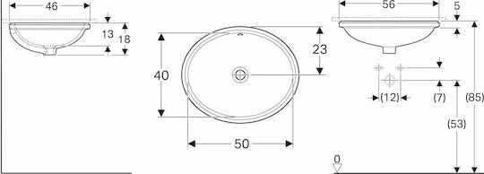 Geberit VariForm Υποκαθήμενος Νιπτήρας Πορσελάνης 56x46x13cm Λευκός Geberit VariForm Υποκαθήμενος Νιπτήρας Πορσελάνης 56x46x13cm Λευκός