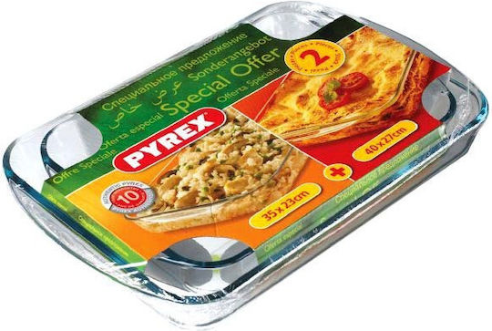 Pyrex Essentials 239 & 234 Правоъгълена Огнеупорно Съд Стъкло 40x27см 2бр