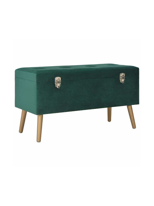 Stool For Living Room With Storage Space Upholstered with Velvet Greens 3pcs 85x38x47cm