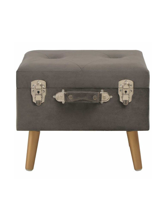 Hocker Für das Wohnzimmer Mit Stauraum Gepolstert mit Samt Grey 40x33x33cm