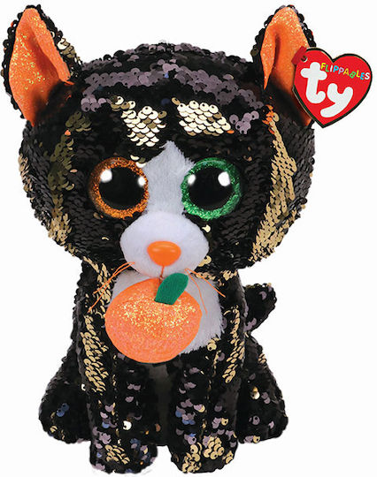 TY Плюшена Котка Beanie Boos Flippables Пайетен Черен Котарак за 3+ Години 23 см
