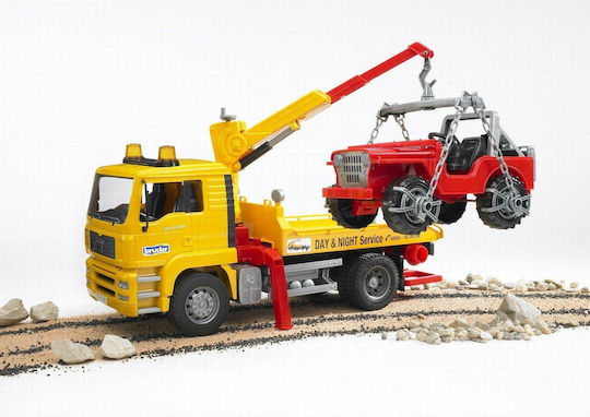 Bruder Man De Asistență Rutieră cu Macara & Mașinuță Macara Scară 1:16 pentru 4+ Ani