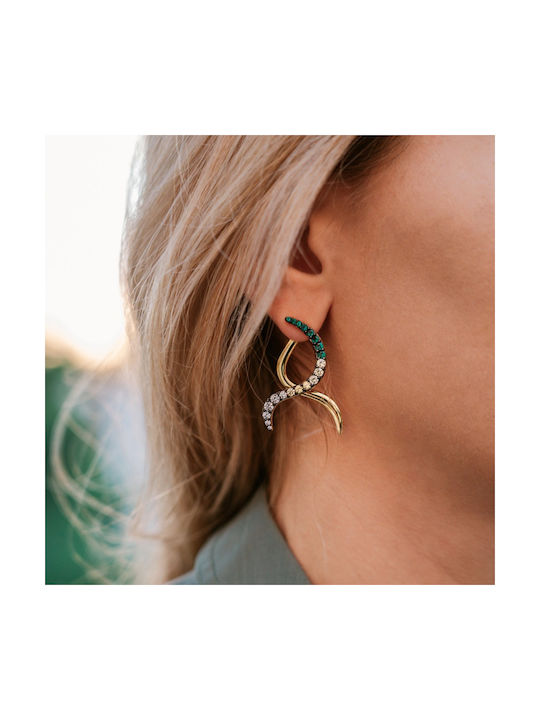 Jcou Like The Wind Earrings Pendants made of Silver Gold Plated with Stones