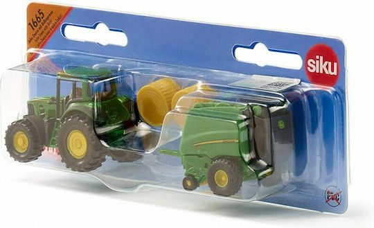 Siku John Deere Tractor With Baler Green Tractor Scale 1:50 Pickup Truck For 3+ Years Old