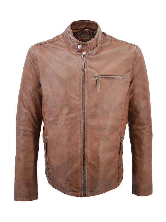 LEATHER MEN'S JACKET CODE: 14-M-SPIKE (COGNAC)