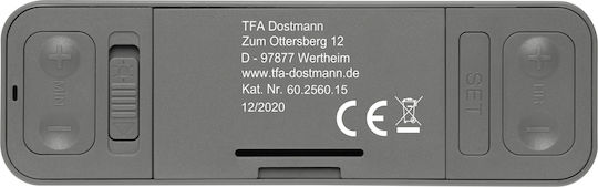 TFA Επιτραπέζιο Ψηφιακό Ρολόι LCD Πλαστικό με Ξυπνητήρι Γκρι 60.2560.15