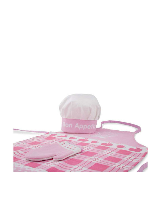 New Classic Toys Παιδική Ποδιά Κουζίνας με Σκούφο Ροζ 28x24cm 10682