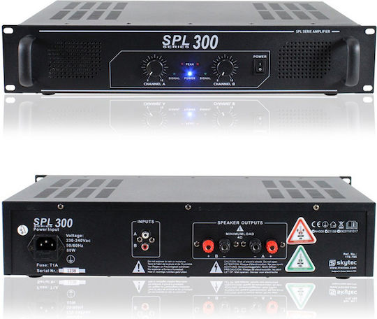 Skytec SPL-300 PA Power Amplifier 2 Channels 150W/4Ω Black