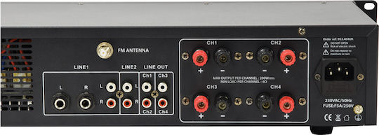 Adastra A4 Integrated Commercial Amplifier 4 Channels 200W/4Ω 100W/8Ω and USB/FM/Bluetooth Connections 953.404UK