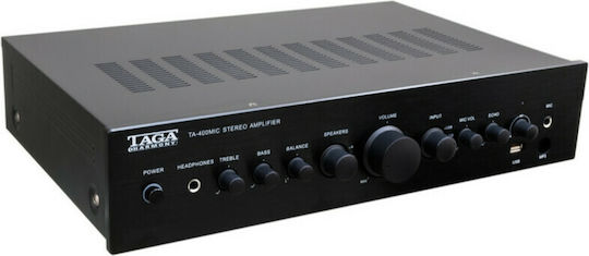 Taga Harmony TA-400MIC Integrated PA Amplifier 2 Channels 90W/4Ω 60W/8Ω Equipped with USB Black