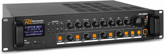 Power Dynamics PDV120MP3 Προενισχυτής Εγκαταστάσεων 5 Καναλιών 120W/8Ω με 4 Ζώνες 120W/100V με Σύστημα Ψύξης και Συνδέσεις USB/FM/Bluetooth