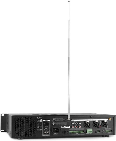 Power Dynamics PDV120MP3 Προενισχυτής Εγκαταστάσεων 5 Καναλιών 120W/8Ω με 4 Ζώνες 120W/100V με Σύστημα Ψύξης και Συνδέσεις USB/FM/Bluetooth