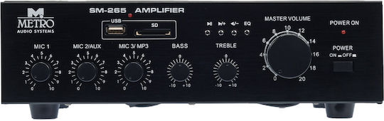 Metro SM265 Integrated Commercial Amplifier 60W/100V Equipped with USB Black