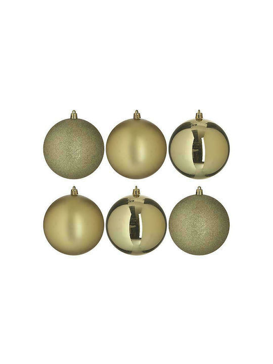 Inart Weihnachtshänger Kugel Ornament Gold Set 6Stück