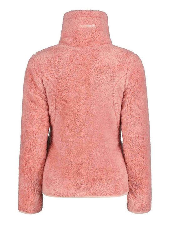Karmen Fleece Γυναικεία Ζακέτα με Φερμουάρ σε Ροζ Χρώμα
