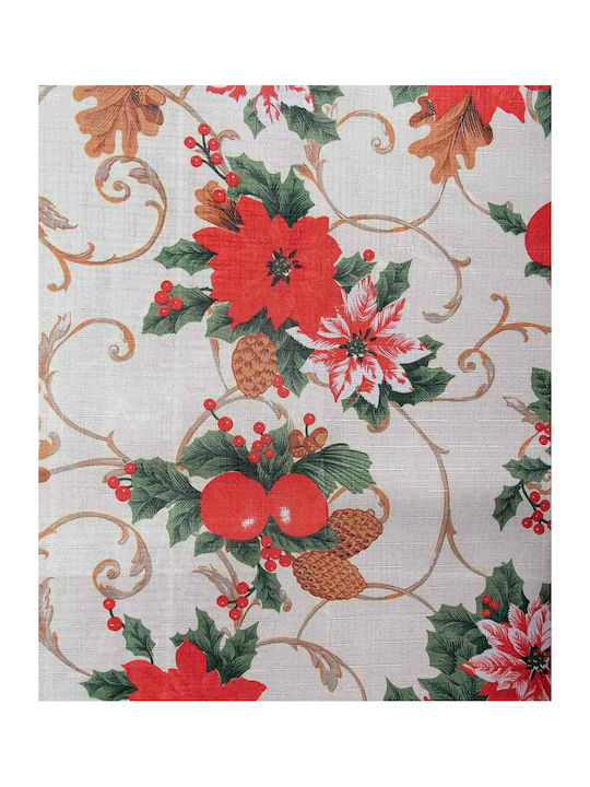 Sette Colori Christmas Stain-resistant Tablecloth Fabric Beige L180xW140cm.