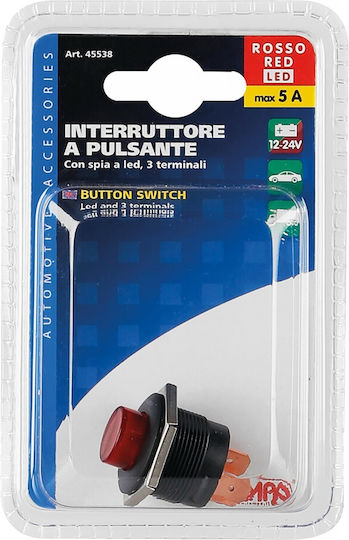 Lampa Μπουτόν Μίζας Αυτοκινήτου 12V-24V Universal Κόκκινο
