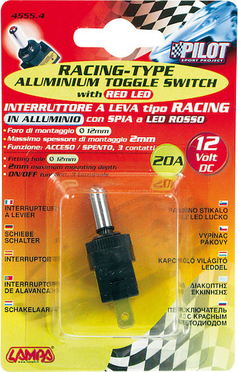 Lampa Racing Type Διακόπτης On/Off Αυτοκινήτου Φωτισμό 12V Universal Κόκκινο
