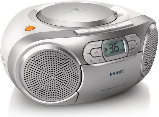 Philips AZ127 Tragbares Radio-CD-Spieler mit Kassettenspieler und Radio Silber