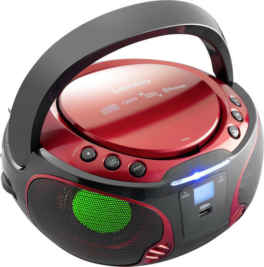 Lenco SCD-550 Portable Sound System with Bluetooth CD MP3 USB Radio Red