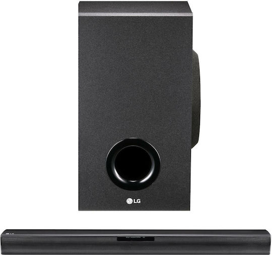 LG SJ2 Soundbar 2.1 Bluetooth 160W με Ασύρματο Subwoofer και Τηλεχειριστήριο Μαύρο
