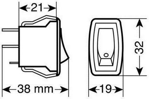 Lampa Rocker Switch Διακόπτης On/Off Αυτοκινήτου με Μπλε Led 10A 12V-24V Universal Μαύρο