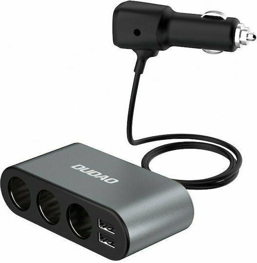 Dudao R1Pro Auto-Ladegerät 3.4W mit Anschlüssen: 2xUSB 3xZigarettenanzünder Schwarz Farbe