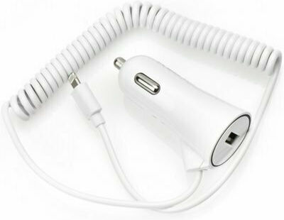 Blue Star Car Charger 3A with one Port: 1xUSB with Cable Lightning White Color
