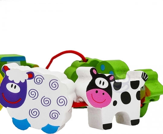 Woopie Συρόμενο Παιχνίδι Παιχνίδι με Κορδόνι Farm Animals από Ξύλο για 24+ Μηνών