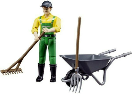 Bruder Miniature Toy Farmer Figure Scaled Model Male Farmer With Tools for 5+ years Years Old