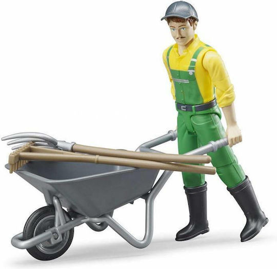 Bruder Miniature Toy Farmer Figure Scaled Model Male Farmer With Tools for 5+ years Years Old