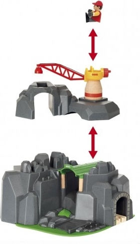 Brio Toys Crane & Mountain Tunnel Πίστα για 3+ Ετών
