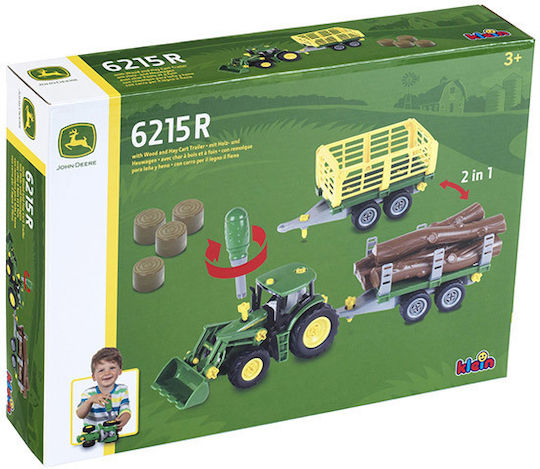 Klein John Deere με Τρέιλερ & Ξυλεία Τρακτέρ 1:24 Αγροτικό για 3+ Ετών