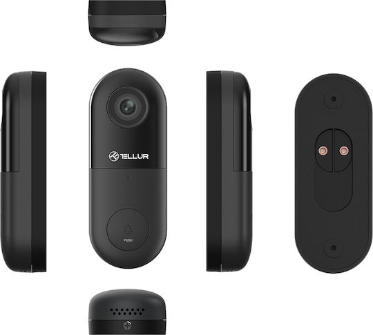 Tellur Ασύρματο Κουδούνι Πόρτας Wi-Fi Συμβατό με Google Home Μαύρο
